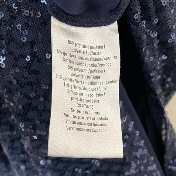 Alex Evenings Dress Womens Size‎ 14 Blue Maxi Sequins Flutter Sleeve Cocktail - Picture 11 of 12